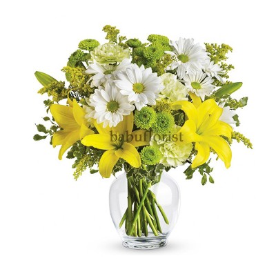 Beautiful Bouquet Of Bright Flowers In Basket-2